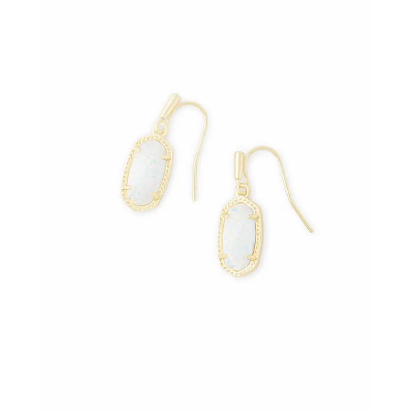 Kendra Scott - Lee Gold Drop Earrings - White Kyocera Opal