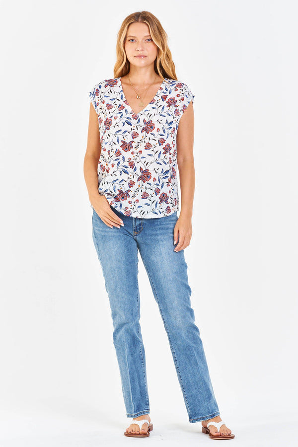 Dear John Denim - Tops - Yanis Printed Top Lotus Trail